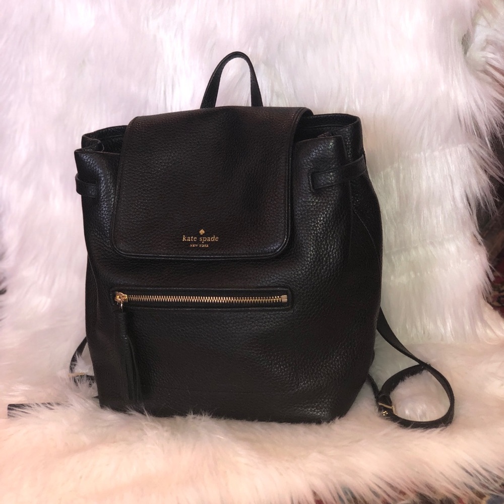 Kate Spade Black Leather Backpack